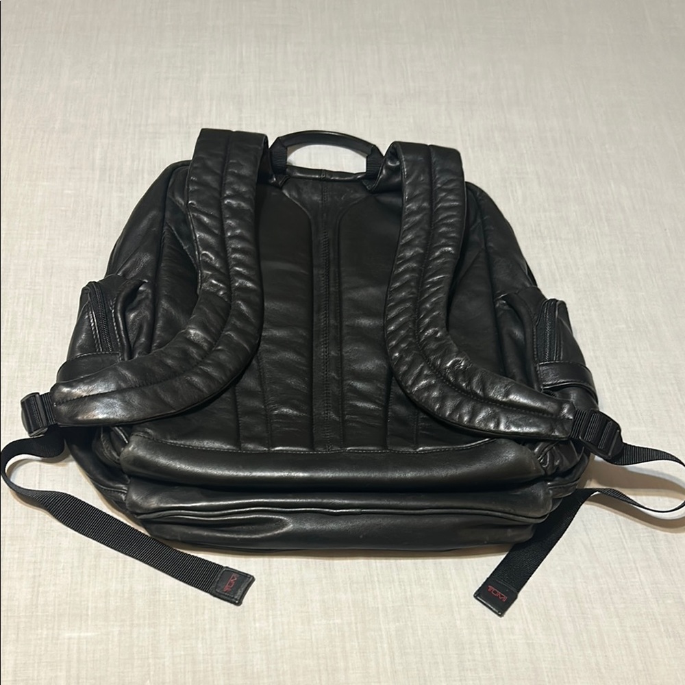 TUMI Alpha Brief Pack Backpack Black Leather Bag - Picture 4 of 10